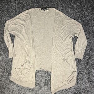 Le Oeq XL Tan Open Front Cardigan W/pockets Y2K, Slouch Shoulder Style